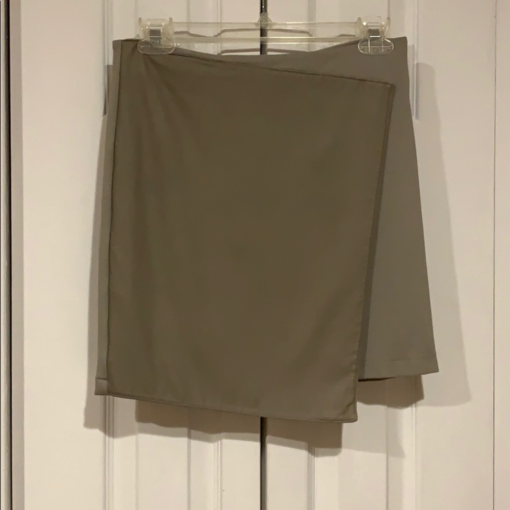 My Tribe Leather and Cotton Beige Skirt